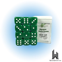 SET OF 12D6 DICE: OPAQUE GREEN/WHITE